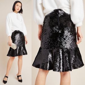 New Anthropologie Hutch Black Esme Sequined Skirt